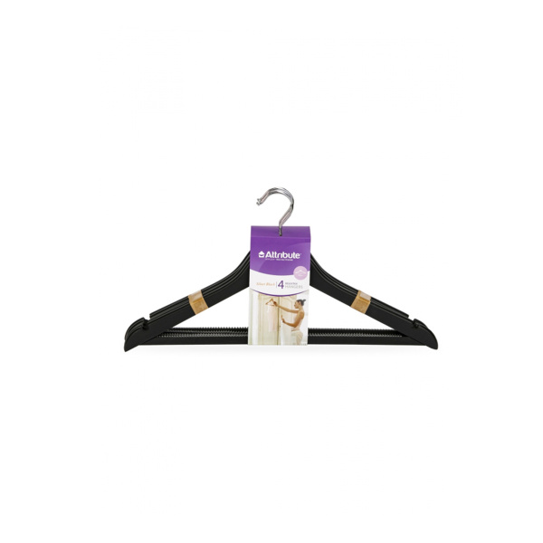 Набор вешалок универсальных Attribute SILUET BLACK 44см 4шт AHP244