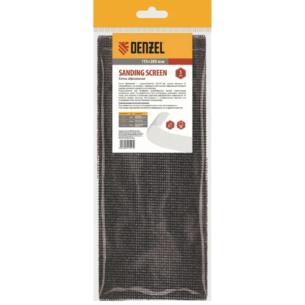 Сетка абразивная, P 40, 115 х 280 мм, 5 шт.// Denzel