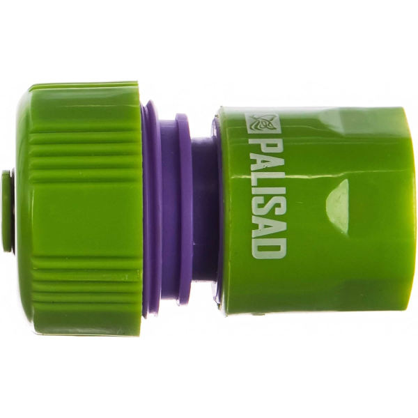 Соединитель пластмассовый быстросъемный для шланга 3/4", аквастоп// Palisad