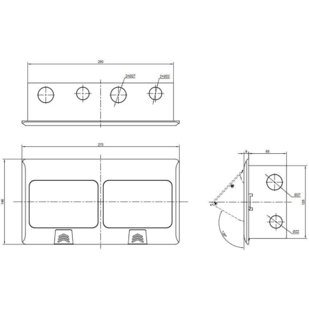Лючок напольный/настольный на 2х4 модуля, металл, чёрный