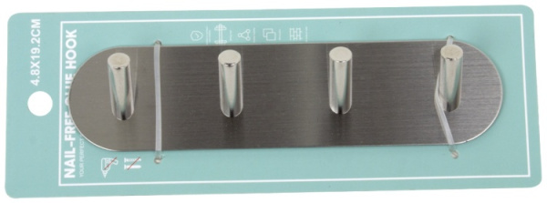 Планка с 4 крючками для ванной комнаты 19.2x4.8x3cm хром BHK0085AA
