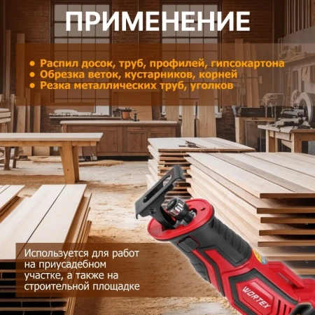 Пила сабельная аккумуляторная WORTEX CSR 1118 E в кор. ALL1 МЕГА АКЦИЯ 18В, 1 акк., 2 Ач, дер. 115 м
