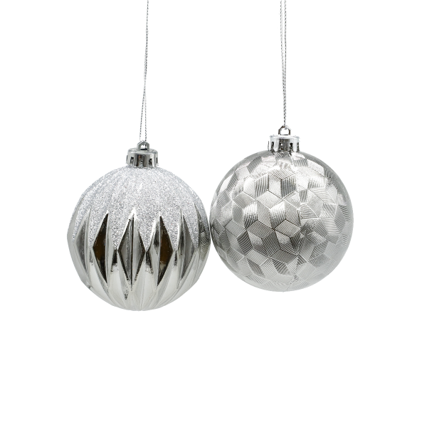 Шар елочный MAGIC TIME D 8 см серебро, узор в ассортиминте 91354