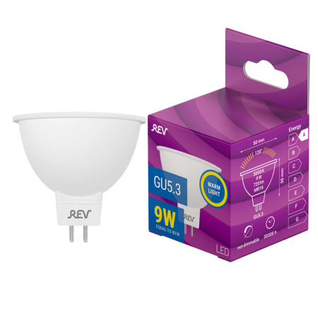 Лампа Rev сд MR16 GU5.3 9W, 3000K, теплый свет (32414 0)