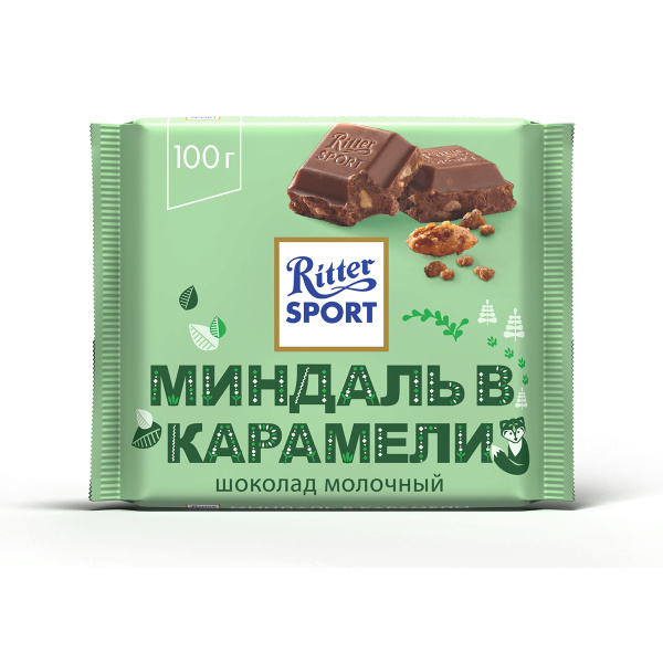 Ritter Sport шоколад молочный Миндаль в карамели 100гр