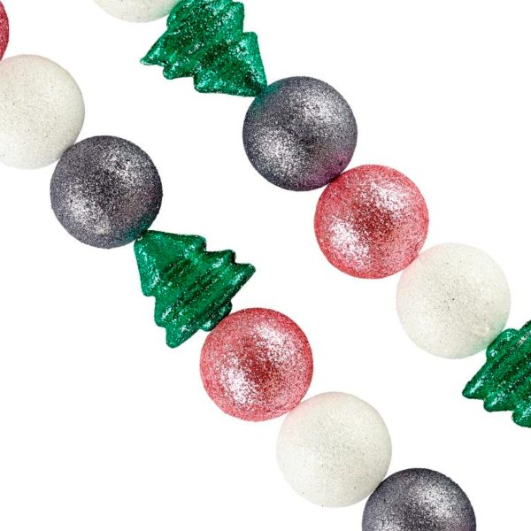 Бусы новогодние MAGIC TIME Зеленые елочки и шары 170x5 см 80180