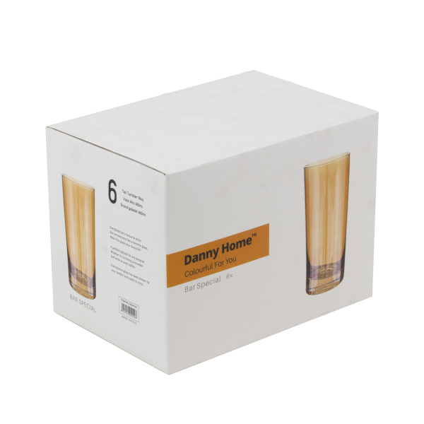 Набор стаканов DH Orange Crystal высокие 460 мл 6 шт медовый CB04-02