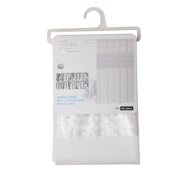 Штора для ванной комнаты Sanitary 180х200 см белая с прозрачной вставкой Eva 3033 CN