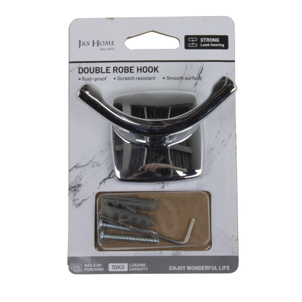 Крючок для ванной комнаты J&S Home двойной хром JS185986