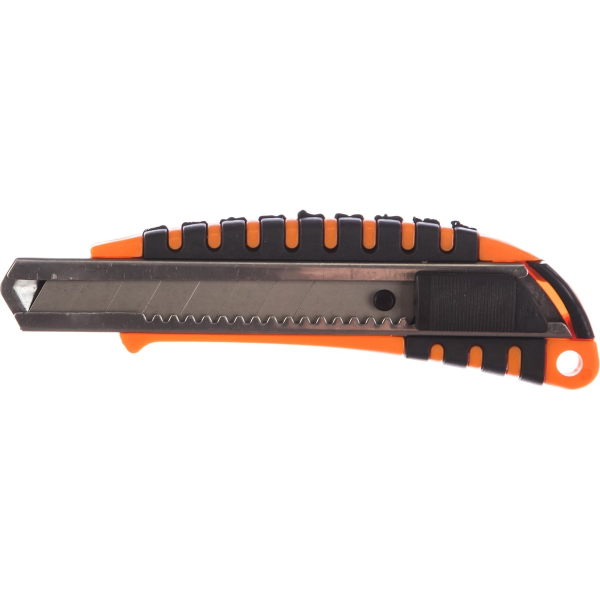 Нож, 18 мм выдвижное лезвие металлическая направляющая пластиковый двухкомпонентный корпус// Sparta