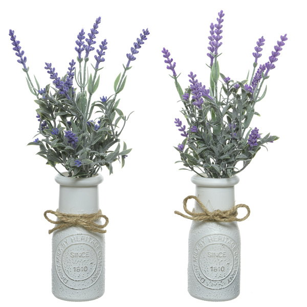 Композиция цветочная в вазе Лаванда 13х32 см 2 цвета в ассортименте 801868 Kmg