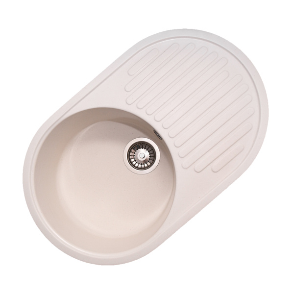 Кухонная мойка GranAlliance G-30, белый,овальная: 717х455х190 мм