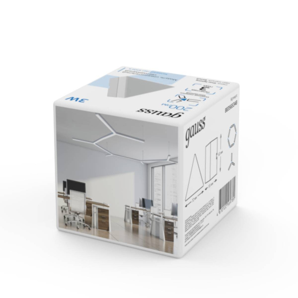 Модуль Gauss LED треугольный IP40 72*63*55мм 3W 200Лм 6500К Shop Lighting белый 1/100 883565348