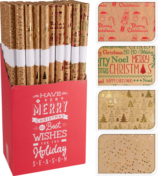 Бумага для упаковки 70х200 см 4 вида в ассортименте PPN102970 К