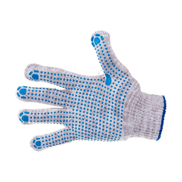 Перчатки трикотажные, с ПВХ точкой, серый меланж, 10 класс// Россия