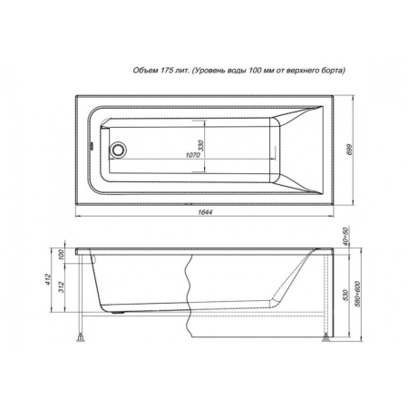 Ванна AQUANET BRIGHT 165*70 (229217)