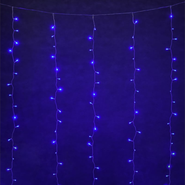 Электрогирлянда VEGAS Занавес 4,5V 96 синих LED ламп  6 нитей, 1,5х1,5 м, 8 режимов, с блоком питани