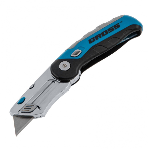 Нож,рем-монтажный,складной,трехкомп.рук-ка,контейнер - держатель для лезвий,175мм +2з.л// GROSS