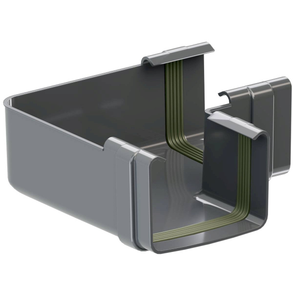 КРОП УГОЛ КВАДРАТНОГО ЖЕЛОБА ПВХ УНИВЕРСАЛЬНЫЙ 135/90°. Графит