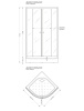 Душевая кабина МетаКам Классик 1/4 круга  800*800*1910 стекло прозрачное арт.CLSN800
