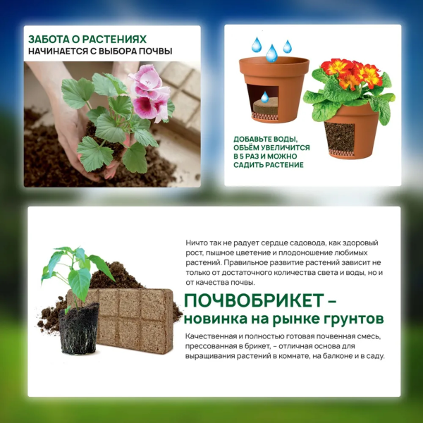 Почвобрикет БиоМастер Цветочный сад, 10л