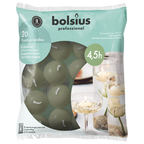 Набор плавающих свечей Bolsius 20 шт Fresh Olive