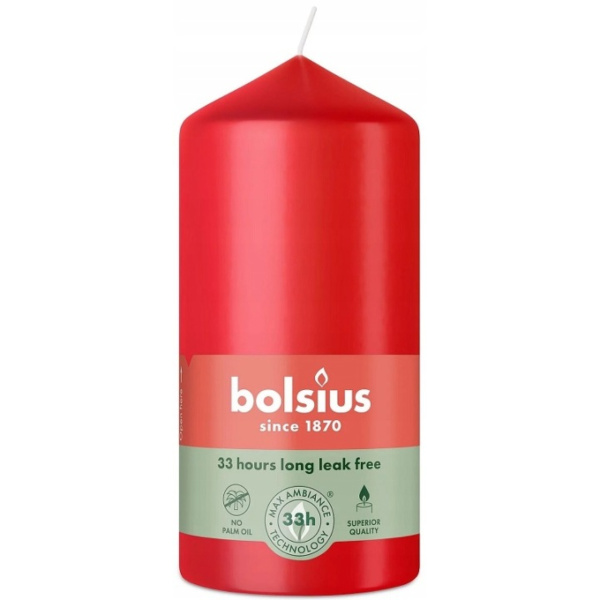 Свеча столбик Bolsius 12х5,8 см Delicate Red
