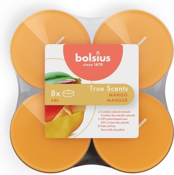 Набор свечей в гильзах Bolsius 8 шт 60 мм 8 ч.Манго