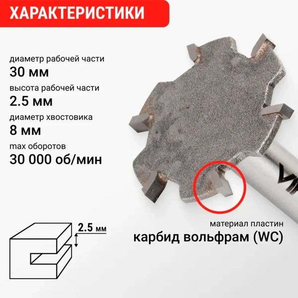 Фреза кромочная дисковая O 30х2,5мм (553366)