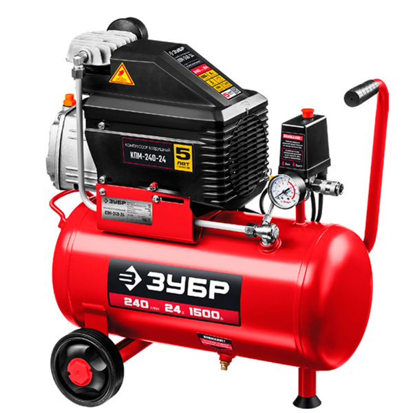 Компрессор ЗУБР воздушный, масляный, КПМ-240-24, 240 л/мин, 24 л, 1500 Вт Компрессор ЗУБР воздушный, масляный, КПМ-240-24, 240 л/мин, 24 л, 1500 Вт