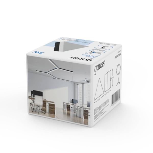 Модуль Gauss LED треугольный IP40 72*63*55мм 3W 200Лм 6500К Shop Lighting черный 1/100 883665348