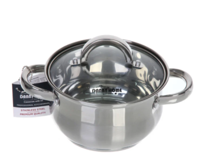 Кастрюля DH 5,8 л нерж сталь со стеклянной крышкой DH08-24