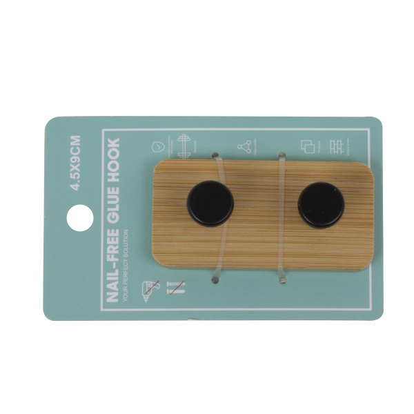 Крючок для ванной комнаты двойной бамбук самоклеющийся 9x4,5x3,6cm SHK0033A-A
