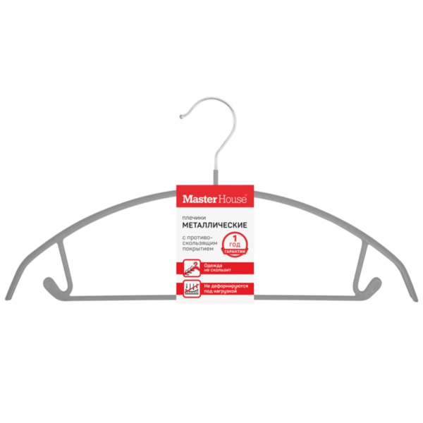 Плечики металлические с противоскользящим покрытием Барбара серый 42см 60581