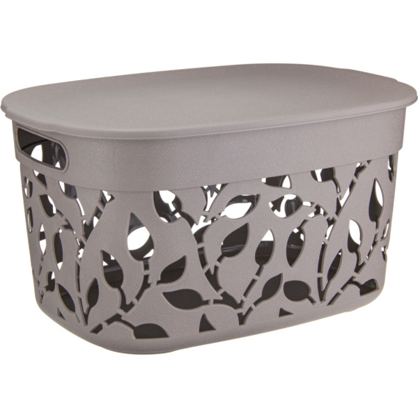 Коробка IDEA ФЛОРА 12л с крышкой Французcкий серый М 2363