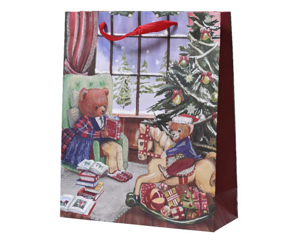 Пакет подарочный Мишки у елки 10х26х32 см 451794 Kmg