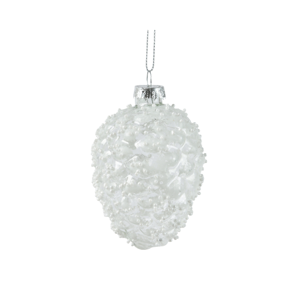 Украшение елочное подвесное Kaemingk Шишка белая D6,8 см 068251
