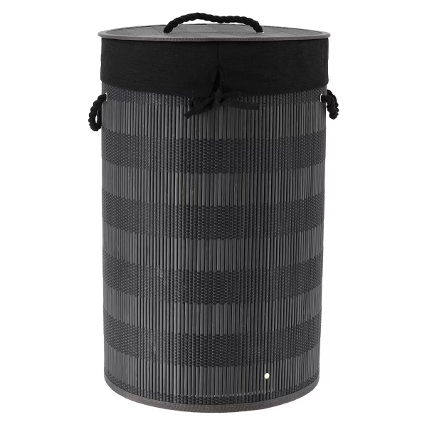Корзина для белья Tendance 55х35 см круглая бамбук черный 8731103