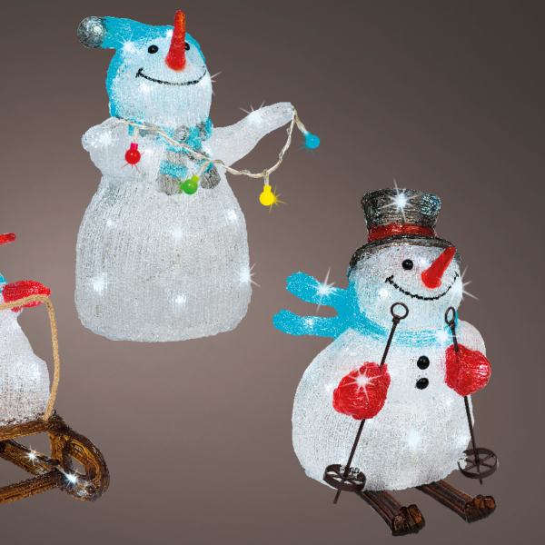 Фигурка новогодняя светодиодная Kaemingk Снеговик 3 вида в ассортименте 491153