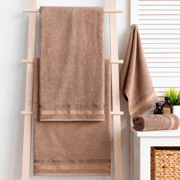 Полотенце Самойловский Текстиль Исландия 100х150 см мокко бордюр