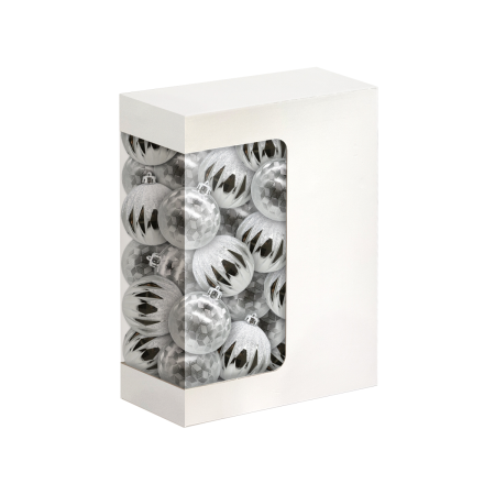 Шар елочный MAGIC TIME D 8 см серебро, узор в ассортиминте 91354