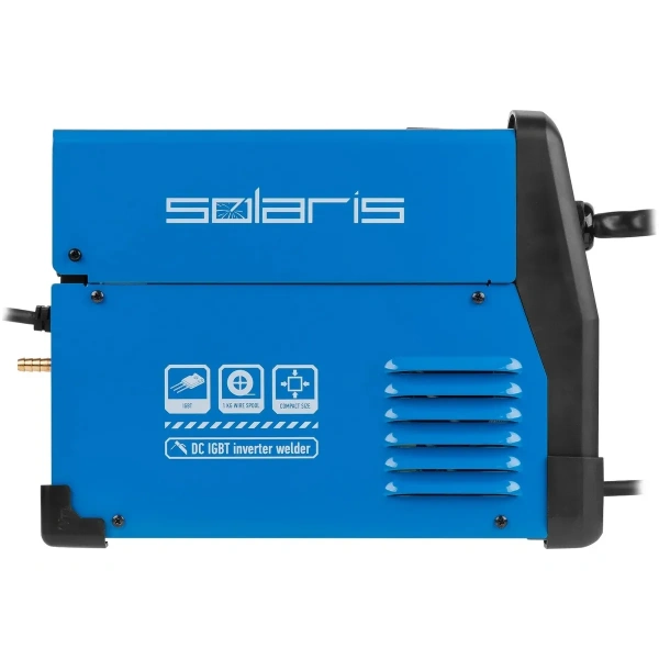 Полуавтомат сварочный Solaris MIG-200EM (220В; MIG/FLUX/MMA; встр. горелка 2 м; смена полярности; ка Полуавтомат сварочный Solaris MIG-200EM (220В; MIG/FLUX/MMA; встр. горелка 2 м; смена полярности; ка
