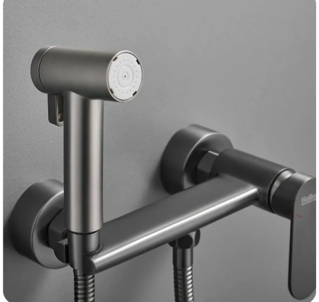 Смеситель с гигиеническим душем HAIBA HB5516-3 графит