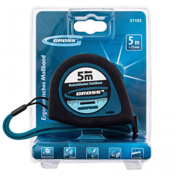 Рулетка GROSS ergonomisch 5х25