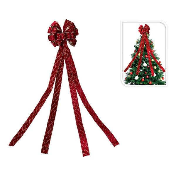 Бант для верхушки елки 130х33 см красный 747000530 К