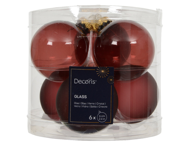 Набор елочных шаров 6 шт х6 см стекло, maroon 141846 Kmg