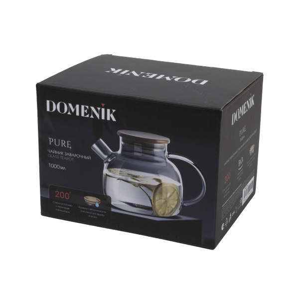 Чайник заварочный Domenik PURE 1000мл с бамбуковой крышкой DMG034