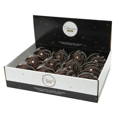 Шар елочный 8 см Decoris коричневый с сахарной отделкой 029305 Kmg