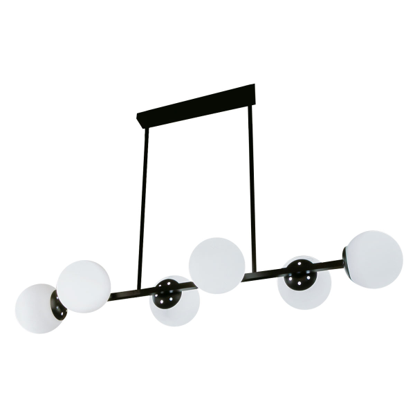 Люстра F6737/6 E27 черное основание белые плафоны