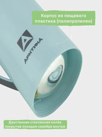 Термос Арктика 1010-1700 вакуумный, со стеклянной колбой 1700 мл, голубой